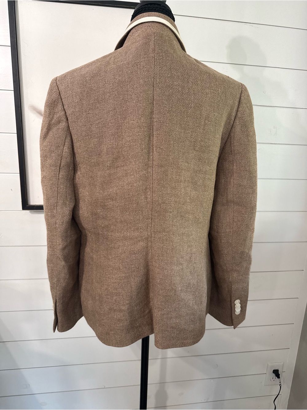 Brooks Brothers 346 Women's Beige White Linen Wool 3-Button Lined Blazer Size 12 - Picture 5 of 7